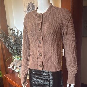 NWT DeX size XS baggy Women's Brown Button-Up Sweater